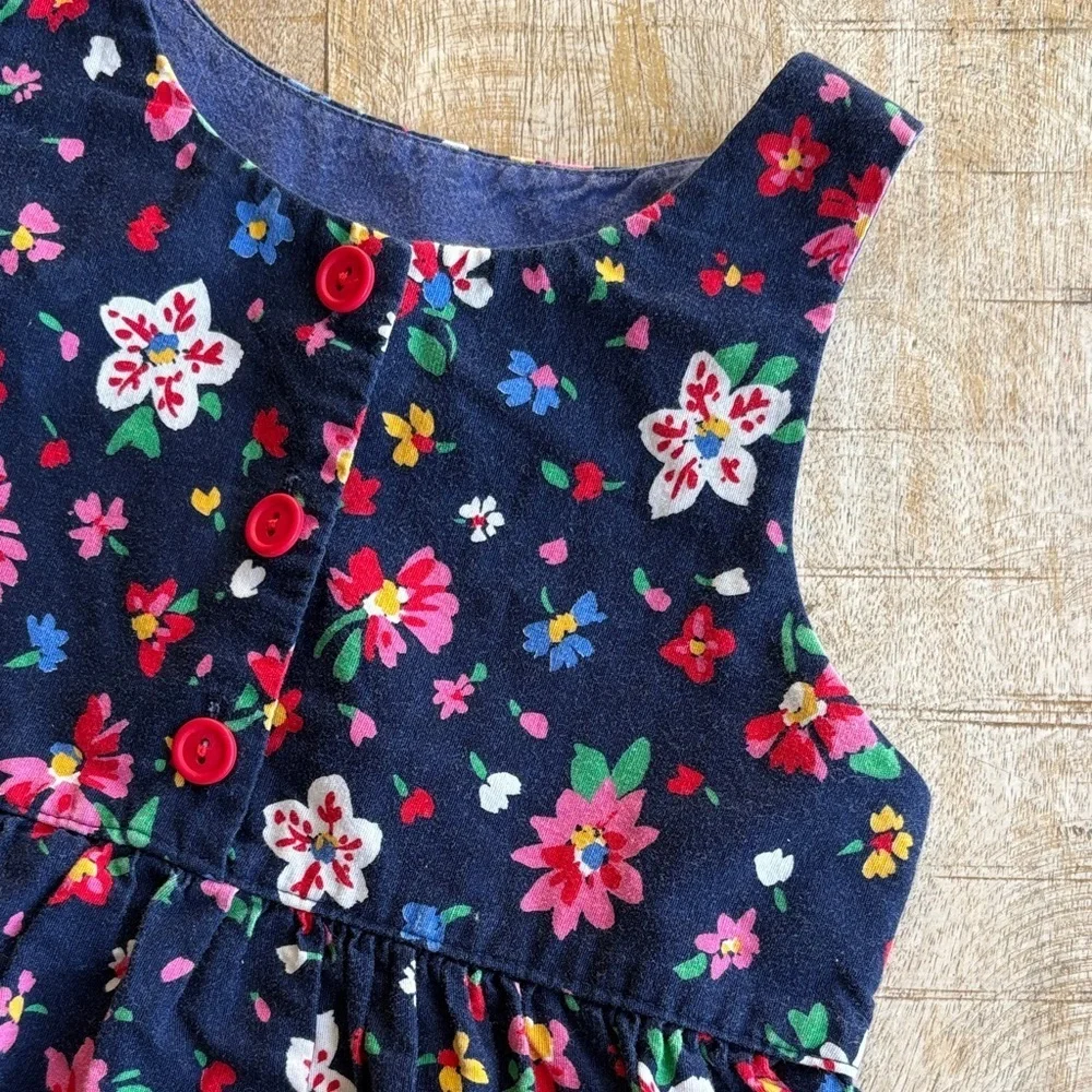 Vintage Hanna Andersson Floral Navy Dress size 5-6